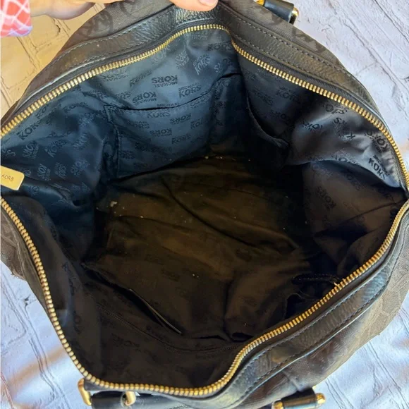 Michael Kors BEDFORD Small Satchel MK Monogram Jacquard Black Y2k Tote Logo - Picture 14 of 16